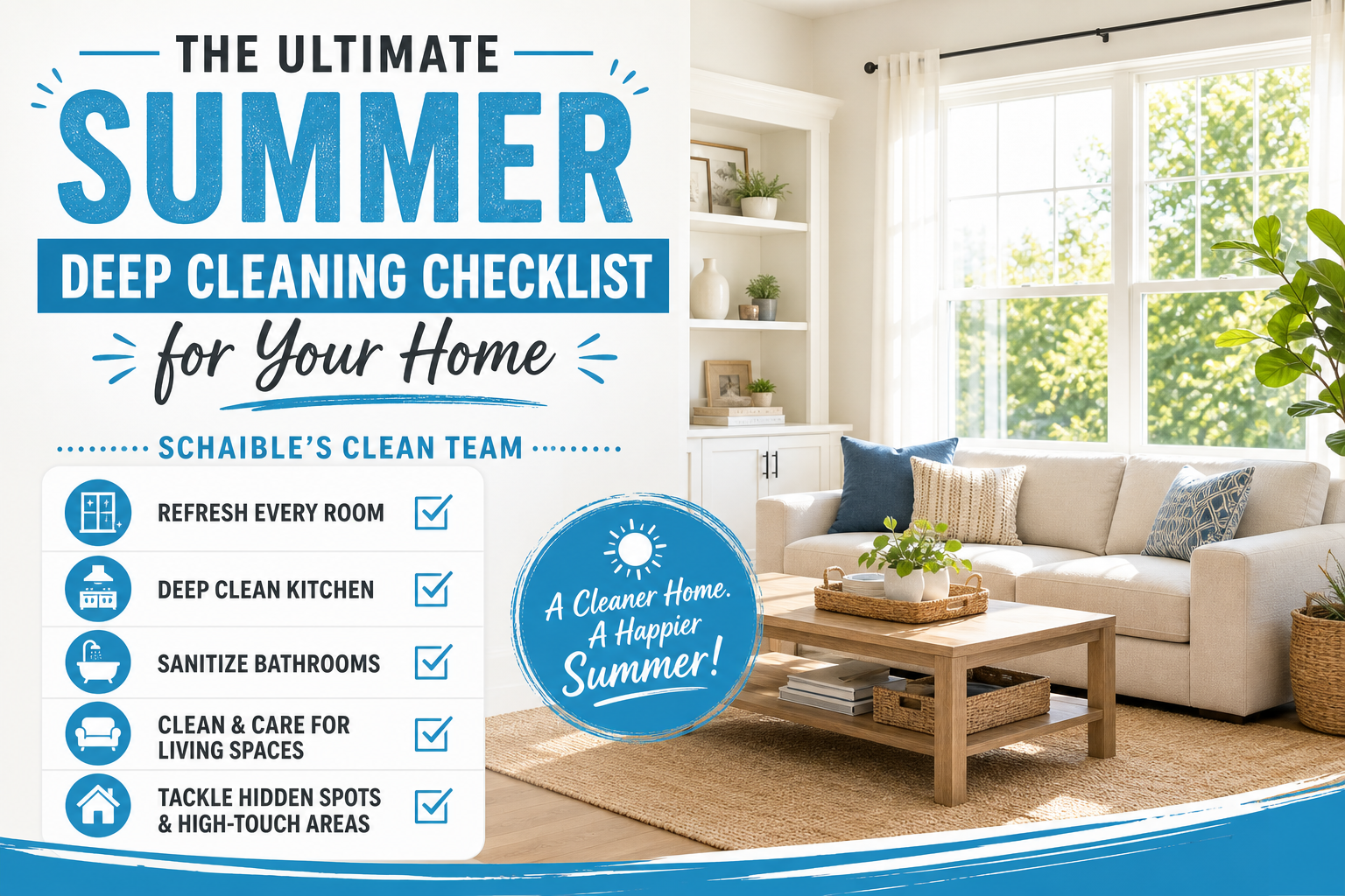Summer deep cleaning checklist for Belvidere NJ homes - Schaible's Clean Team